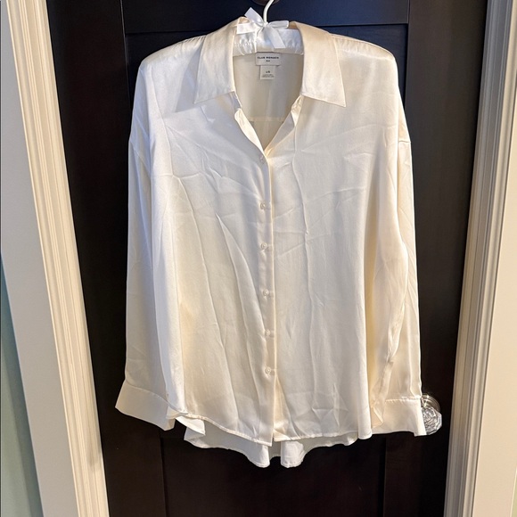 Club Monaco Tops - Mulberry silk Cream Button-Up Shirt